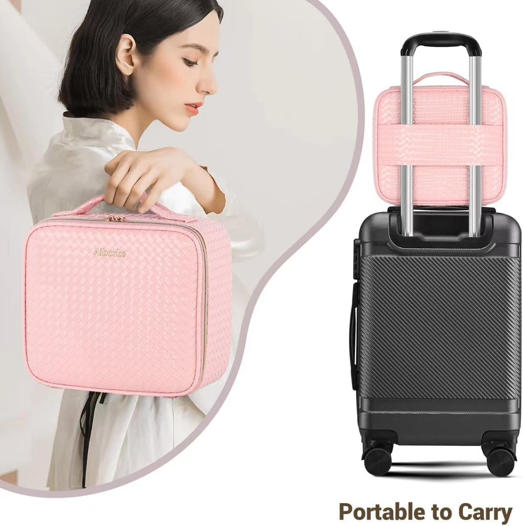 Illuminate Your Beauty: Ultimate Travel Makeup Bag with LED Mirror & Adjustable Dividers - Perfect Cosmetic Organizer for Women