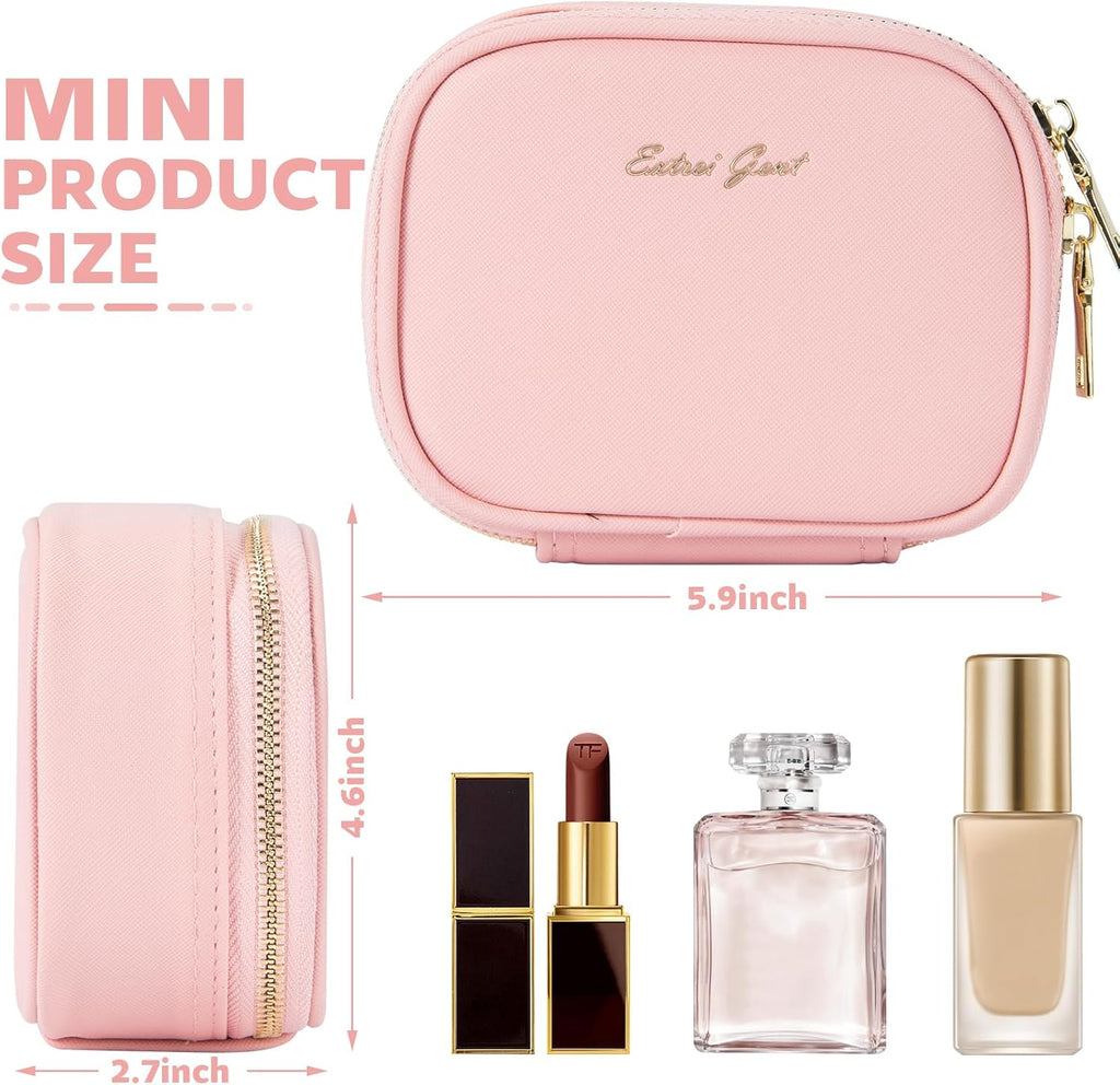 Chic Mini Makeup Bag with LED Mirror - Travel-Friendly Cosmetic Organizer with Adjustable Light Modes for Effortless Touch-Ups