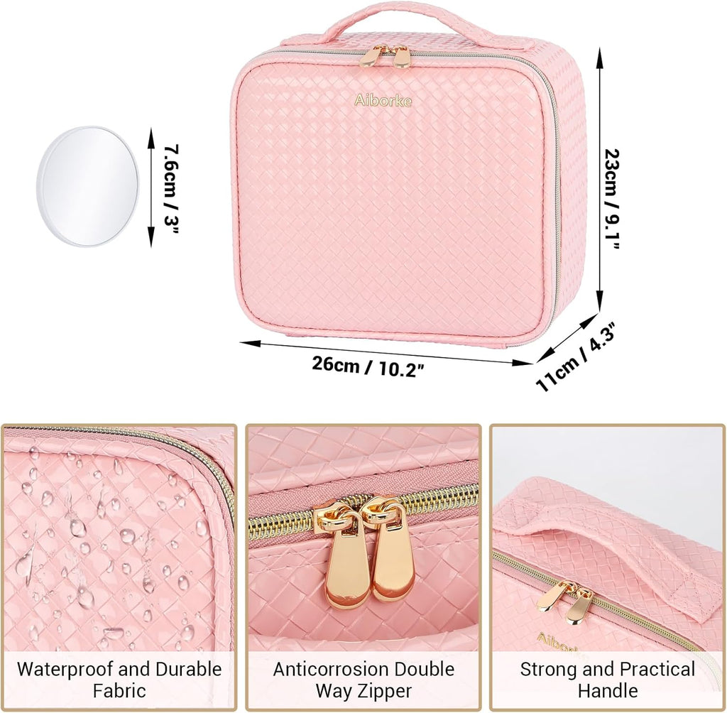 Illuminate Your Beauty: Ultimate Travel Makeup Bag with LED Mirror & Adjustable Dividers - Perfect Cosmetic Organizer for Women