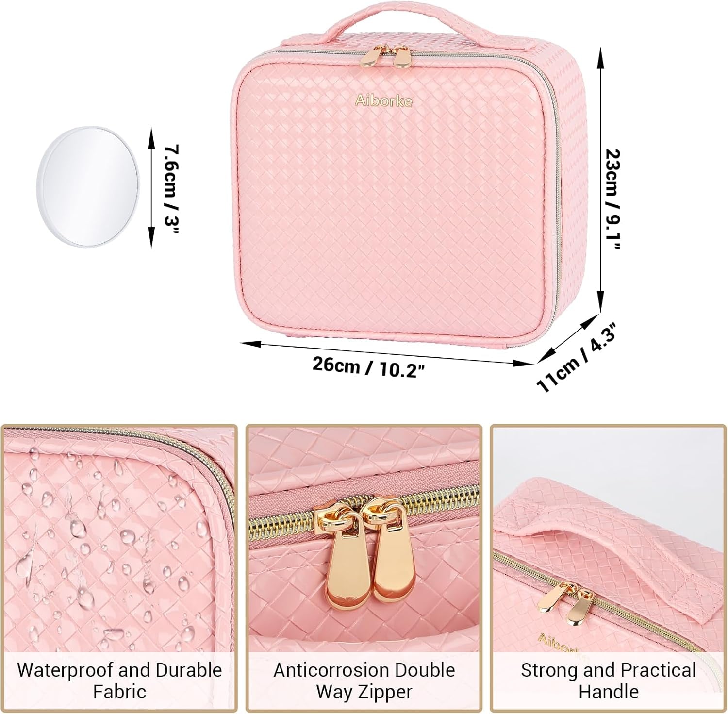 Illuminate Your Beauty: Ultimate Travel Makeup Bag with LED Mirror & Adjustable Dividers - Perfect Cosmetic Organizer for Women