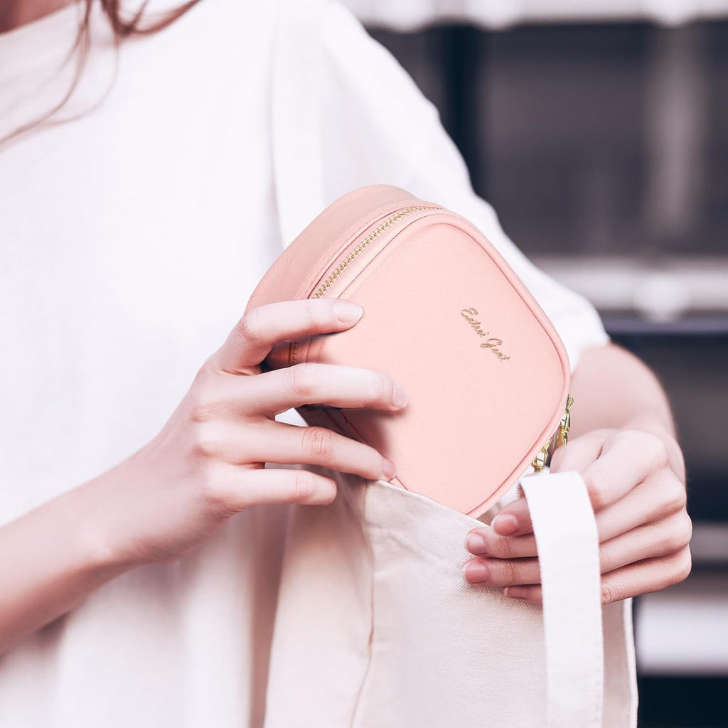 Chic Mini Makeup Bag with LED Mirror - Travel-Friendly Cosmetic Organizer with Adjustable Light Modes for Effortless Touch-Ups